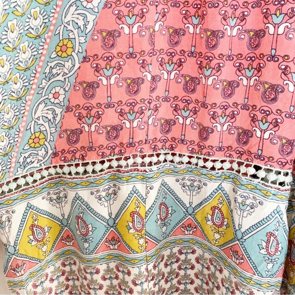 Z&L Europe Pastel Mixed Media Print Boho Cropped Palazzo Pants Large - Picture 5 of 7